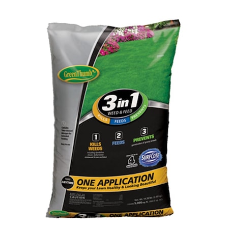 Knox Fertilizer 5000 sq ft. Green Thumb Coverage, 3-in-1 Fertilizer Weed & Feed & Crabgrass Preventer KN571228